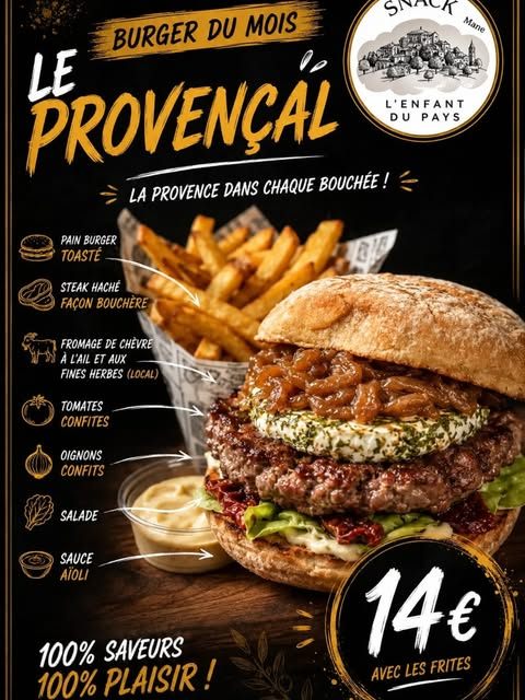 Affiche du Provençal, burger du mois d'août